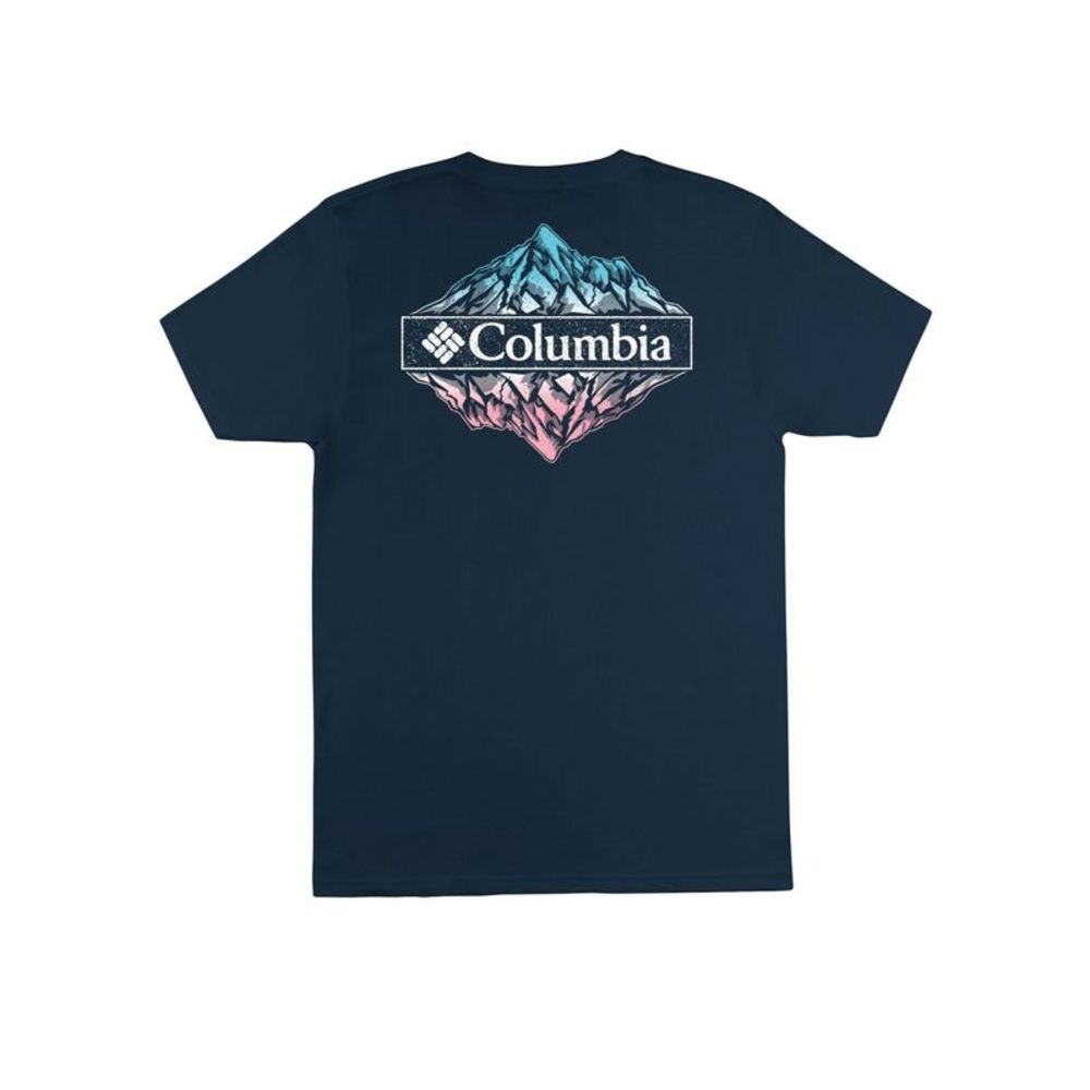 COLUMBIA SPORTSWEAR CO. Mens Smiley Navy Logo Graphic Short Sleeve T-Shirt S